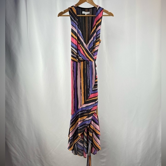 Great Jones Sleeveless Stripe Wrap Dress in Vibrant Orchid Size Medium - Picture 2 of 10